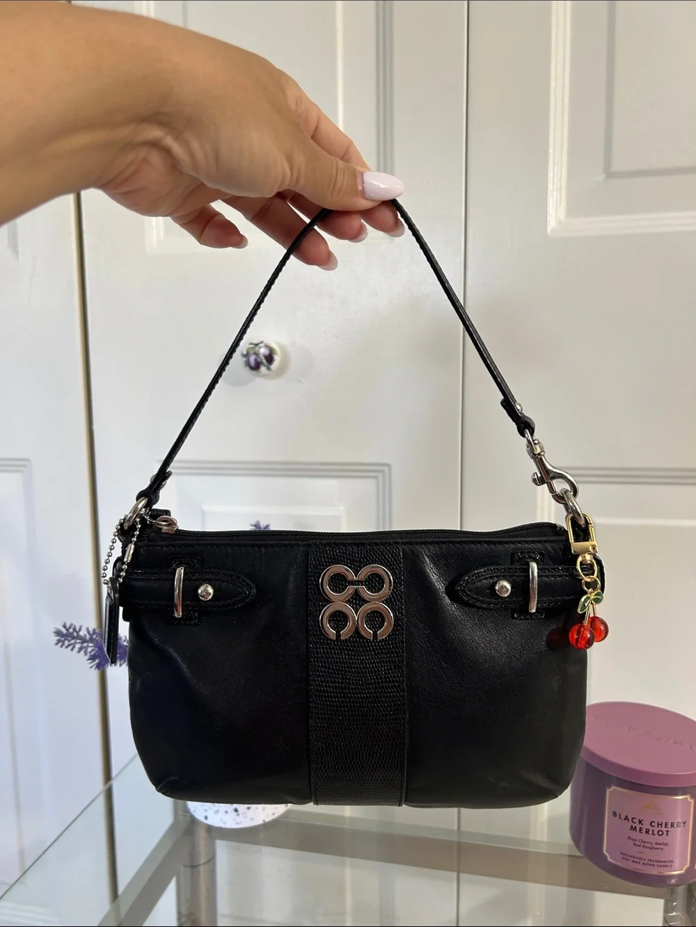 Coach Vintage Black Mini Bag with Silver Accents